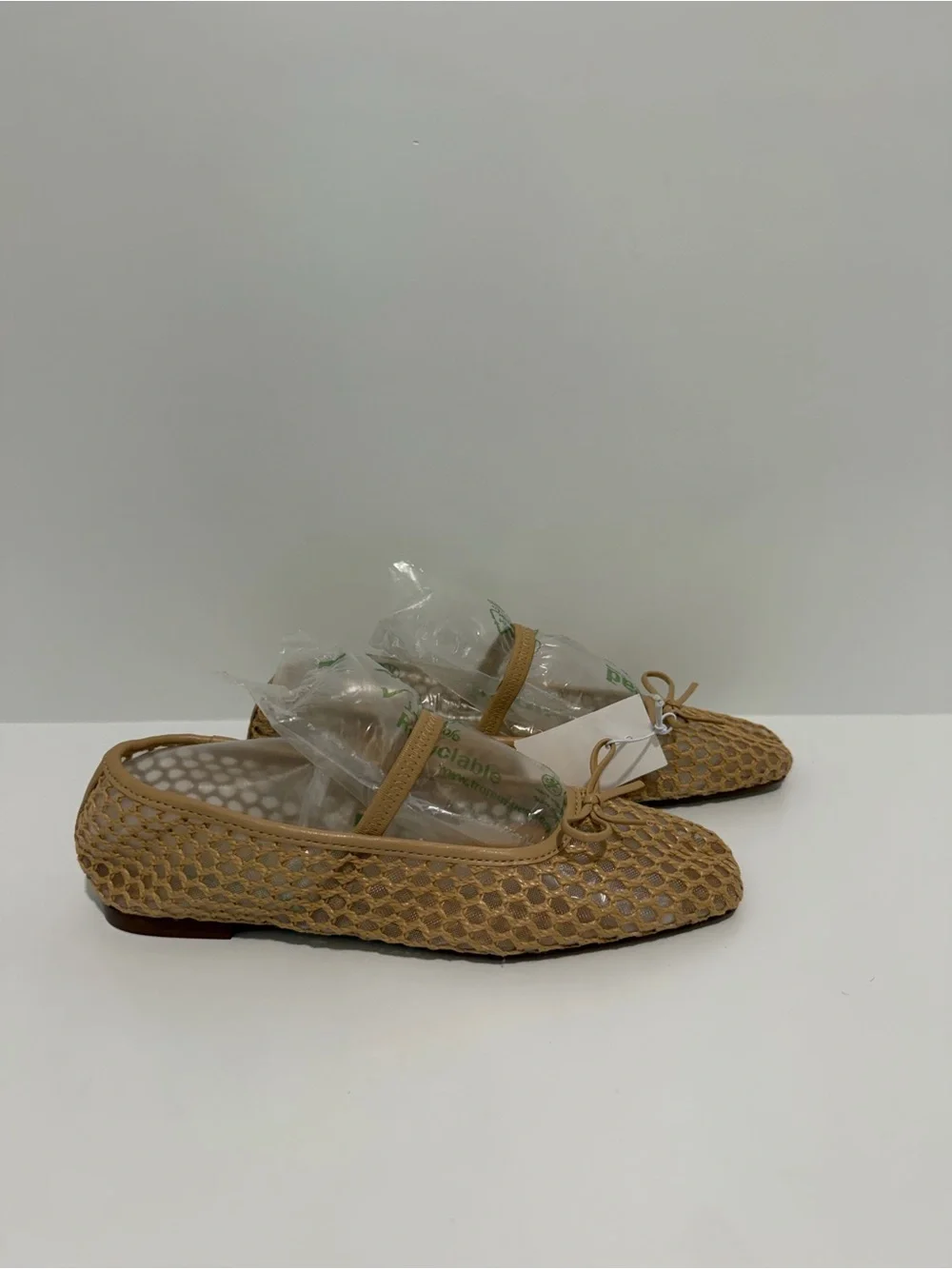 NEW J. Crew Factory Woven Square-Toe Ballet Flats Shoes 7.5 Mesh Natural Raffia